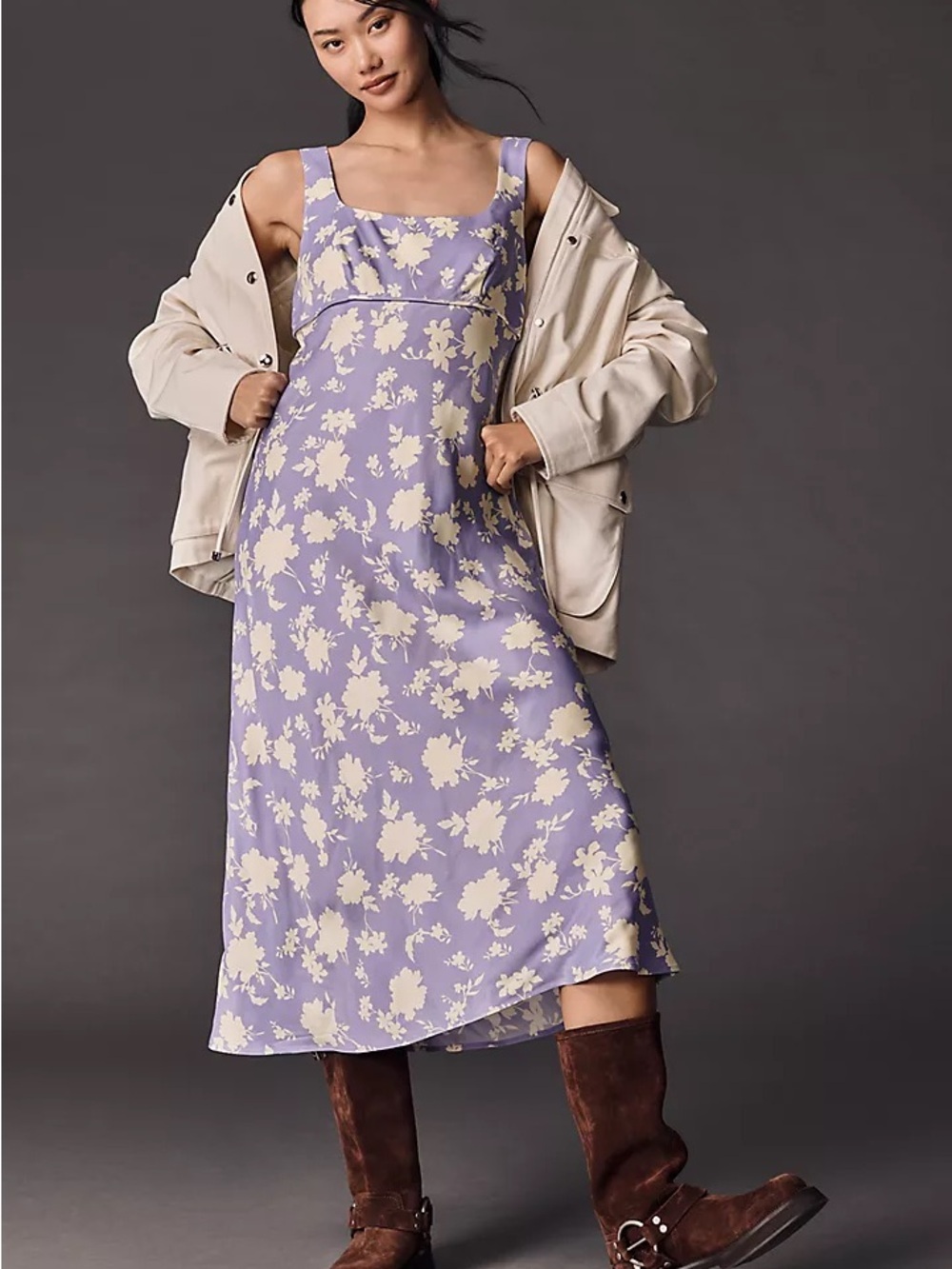 Maeve Square-Neck Midi Slip Dress - Picture 2 of 12